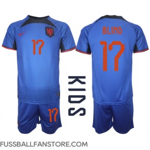 Niederlande Daley Blind #17 Replik Auswärtstrikot Kinder WM 2022 Kurzarm (+ Kurze Hosen)
